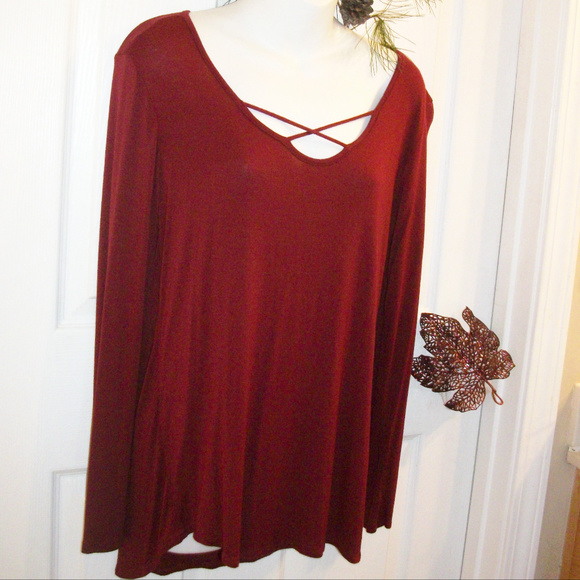 ❄️HP❄️BRENDA's Criss-Cross Front Tunic Top Lg Slv - Picture 4 of 6